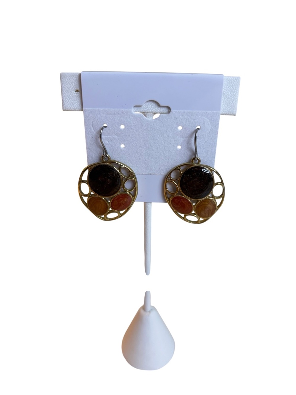 Vintage Gold Tone Resin Drop Earrings. Very Retro Looking. Perfect for Fall.